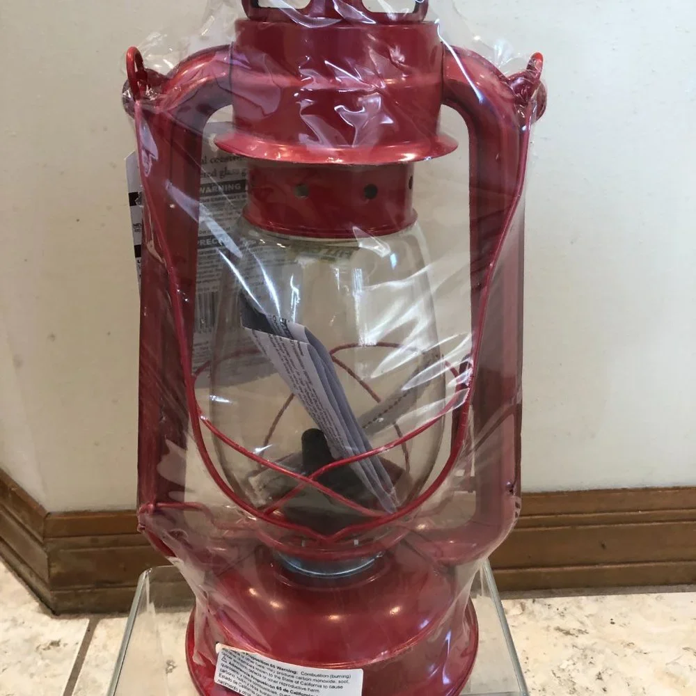 Kerosene OIL LANTERN red glass globe indoors outdoors hurricane WEATHERRITE NWT